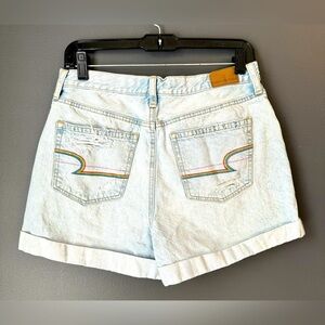 American Eagle Denim Rainbow Embroidered Jean Shorts. Size 8. Festival concert